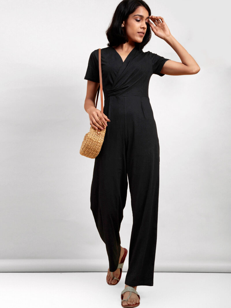 Organic Cotton Full Length Jumpsuit for Women Black