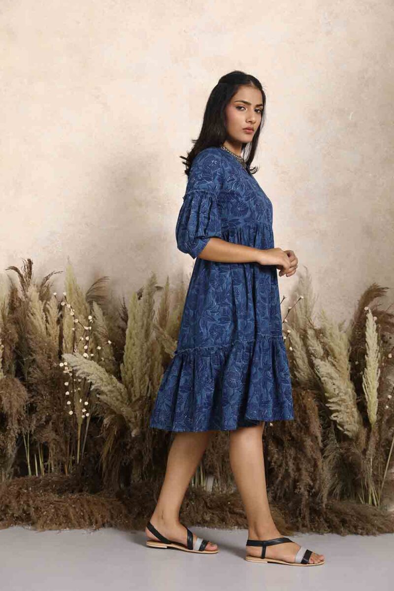 Aranya Dabu Print Knee Length Dress for Women online by Lake Peace India