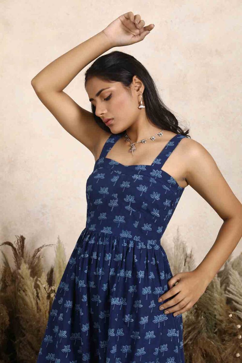 Manjari Dabu Print Fit & Flare Dress with Straps for Women Online India