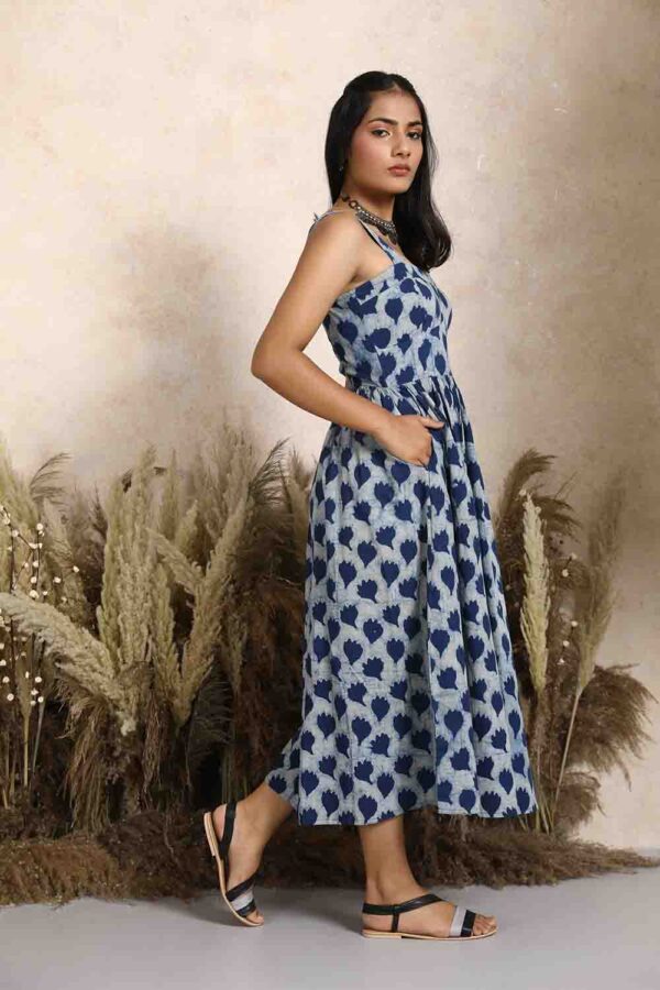 Manjari Dabu Print Fit & Flare Dress with Straps for Women online India.